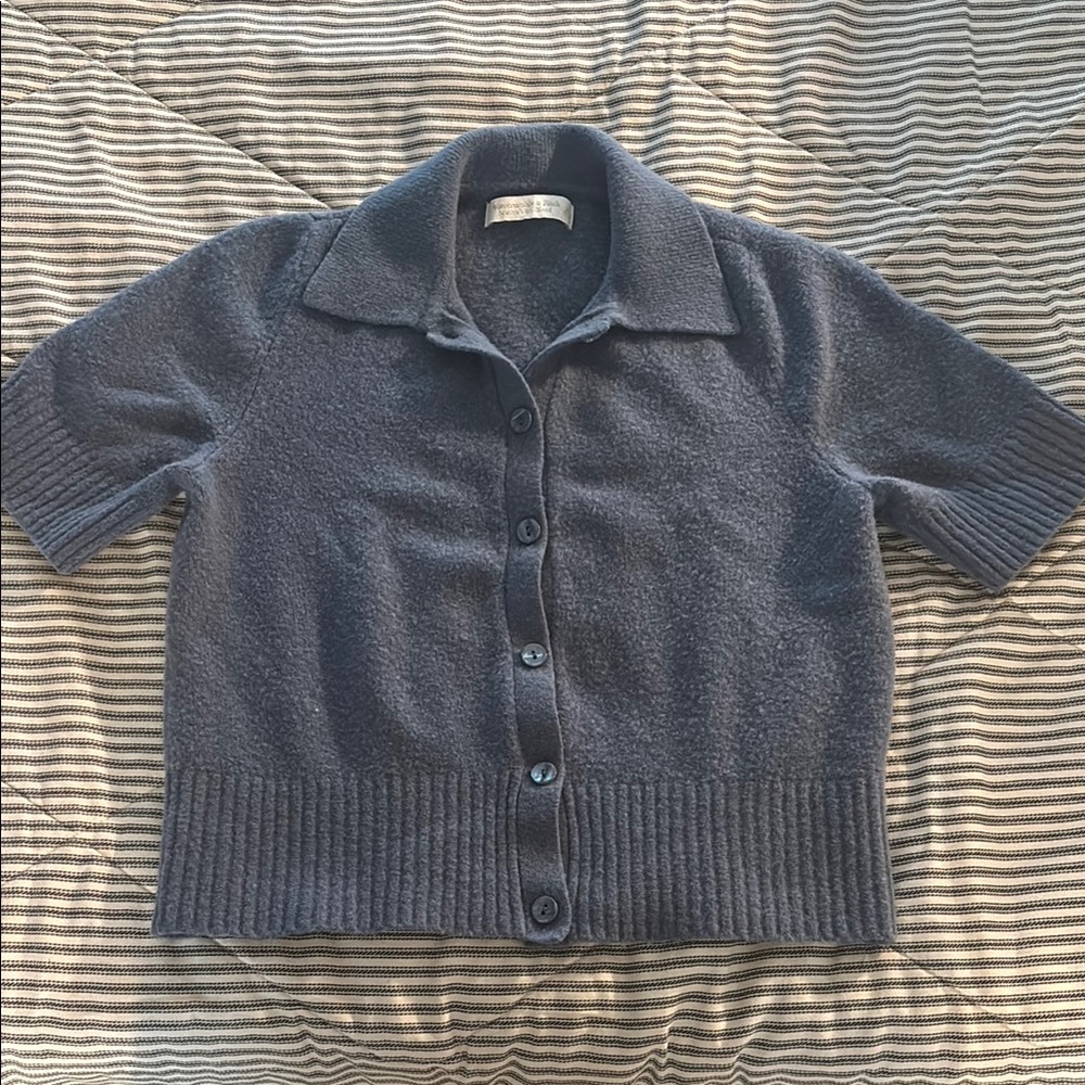 Women's Blue Short Sleeve Sweater